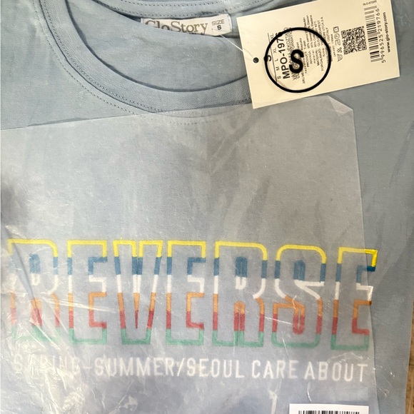 Reverse Blue Short Sleeve Tee Casual Style - Picture 1 of 2